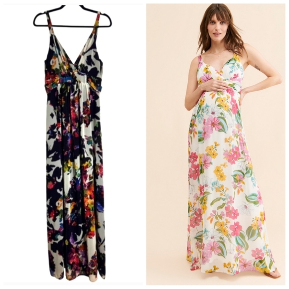 Pietro Brunelli Maternity Murano Maxi Dress Women's Small Floral Chiffon W/ Belt - Picture 1 of 8